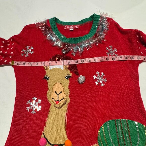 ugly christmas sweater 33 degrees llama red Size M - Picture 12 of 12